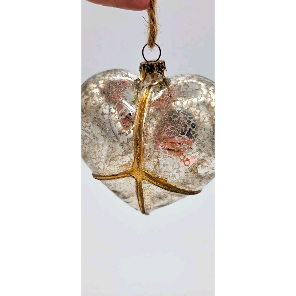 Pottery Barn Give a Little Hope 2012 Glass Heart Ornament Silver Hanging Xmas